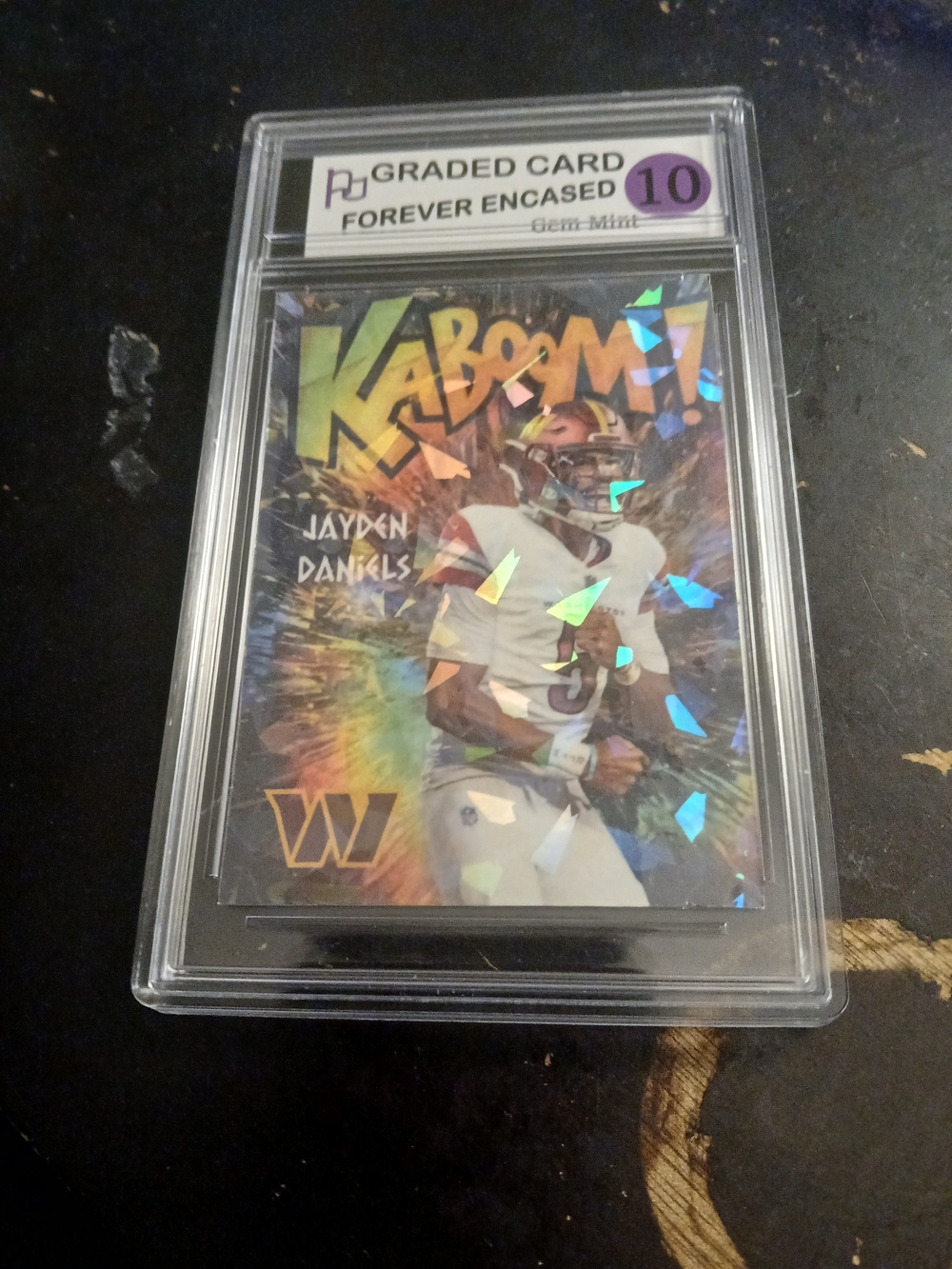 Kaboom! Jayden Daniels  Rookie Cracked Ice Refractor Gem Mint  Graded 10 Custom